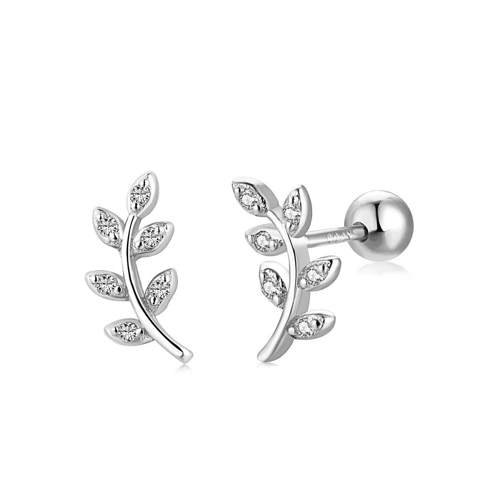 

Серьги-гвоздики из серебра пробы с плоскими листьями