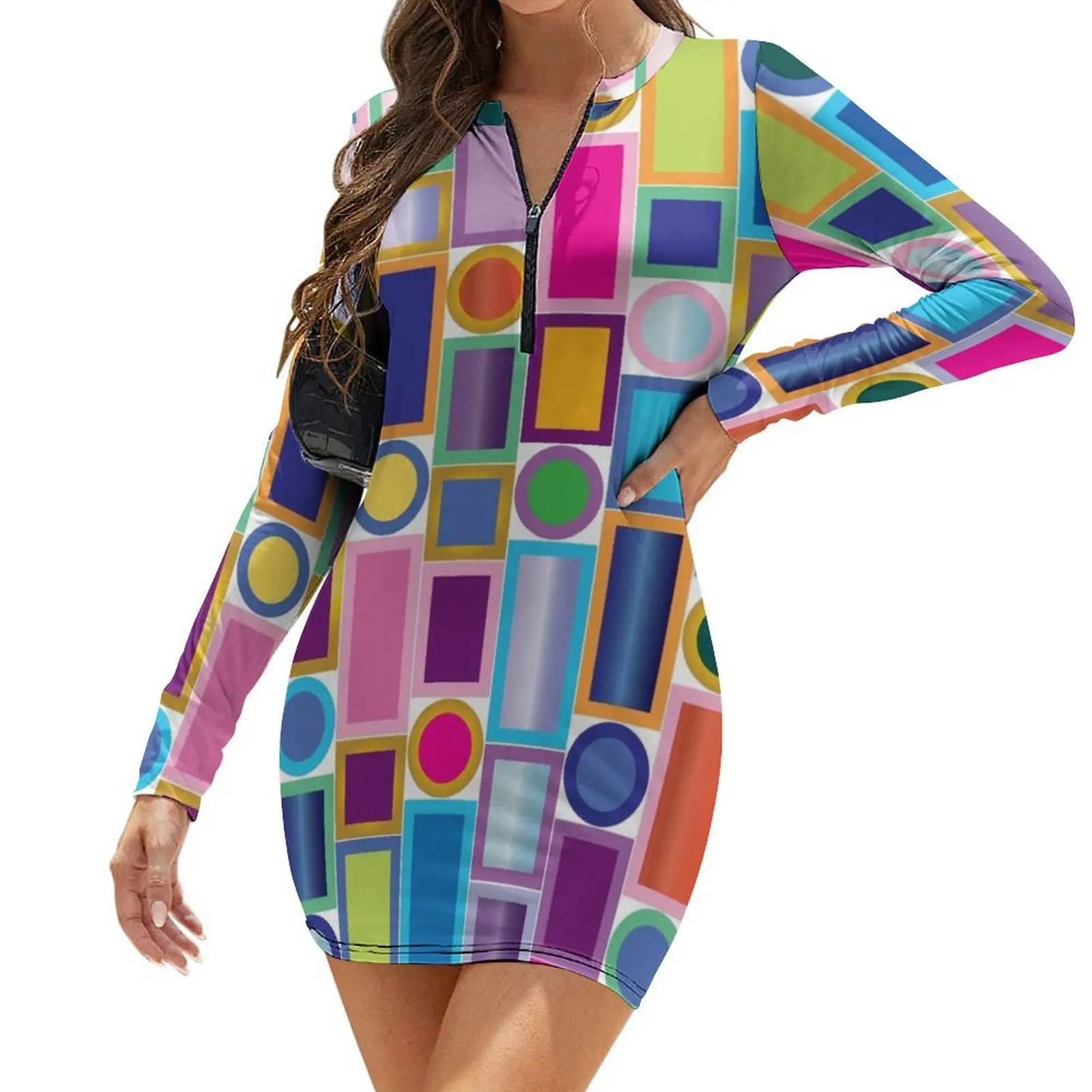 

COLOR BLING Long-Sleeve Bodycon Dress summer dresses for women 2024 evening dresses women Women's evening dress