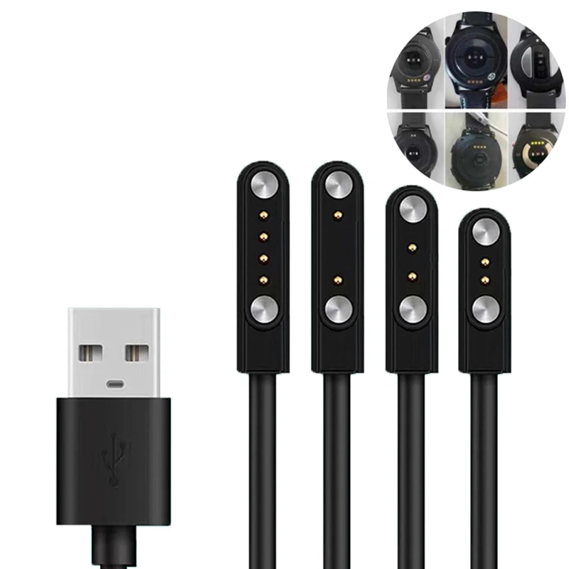 Cargador Magnético Universal Para Smartwatch - 4 Pines, 7.62mm, USB, Compatible Con Relojes Infantiles Y Adultos