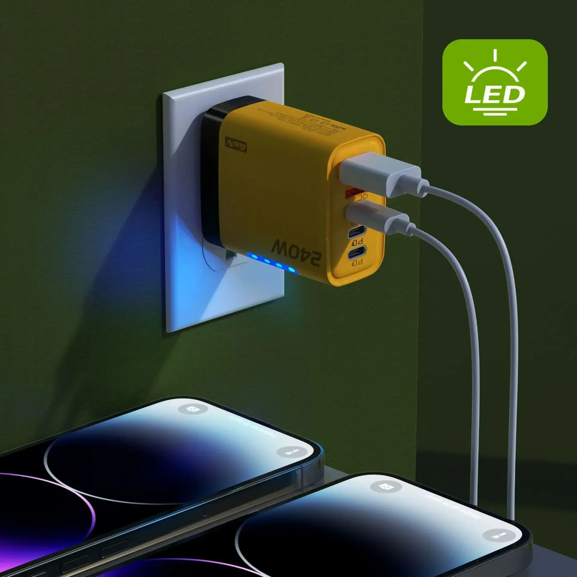 Fast Charging Desktop Charger With Dual Usb And Triple Type C Port_voghion.com