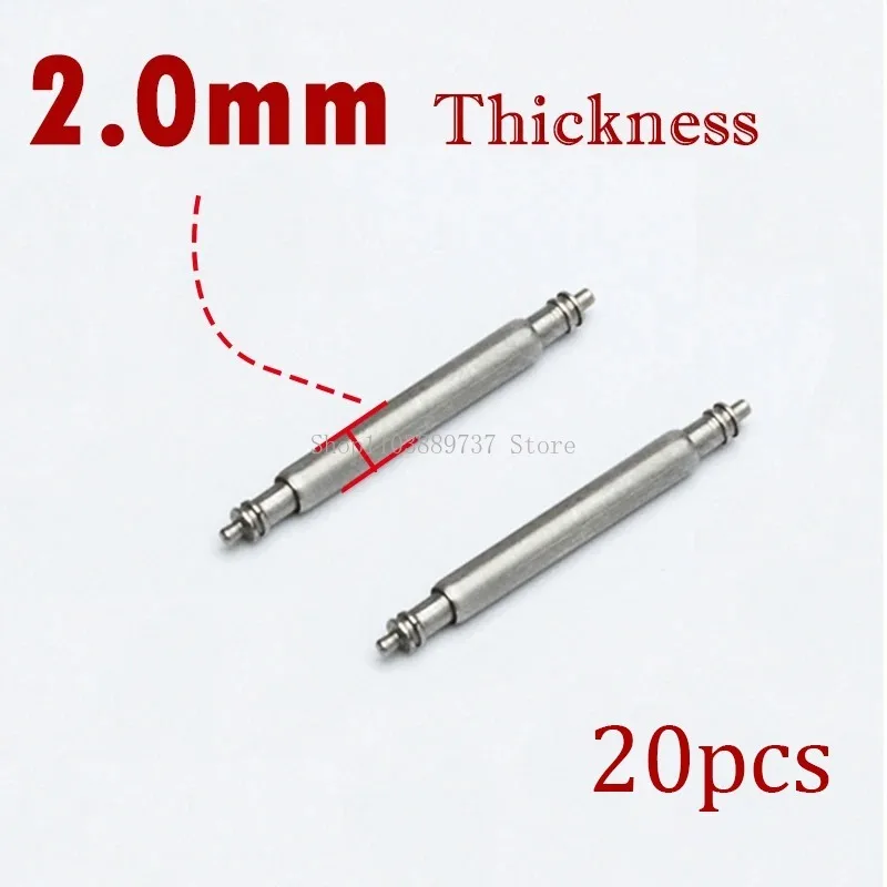 15-Piece Stainless Steel Watch Band Spring Bar Set - 2.0mm Diameter and Thickness
