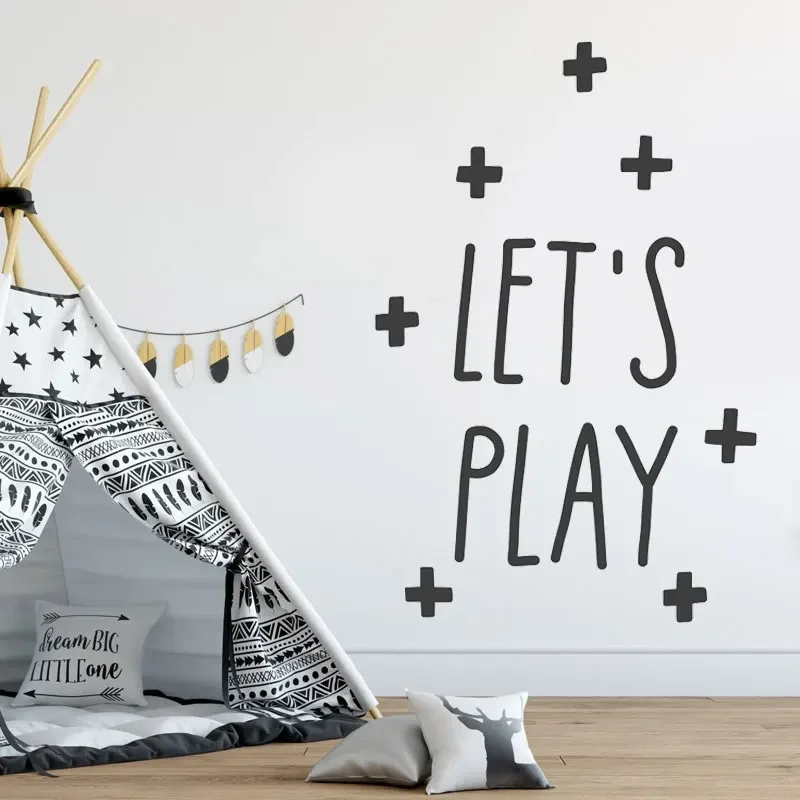 

Let's Play Wall Decal, Kids Room Decor, Nursery Wall Vinyl Stickers For Baby Girl Boy's Bedrom Cute Wallpaper BO09