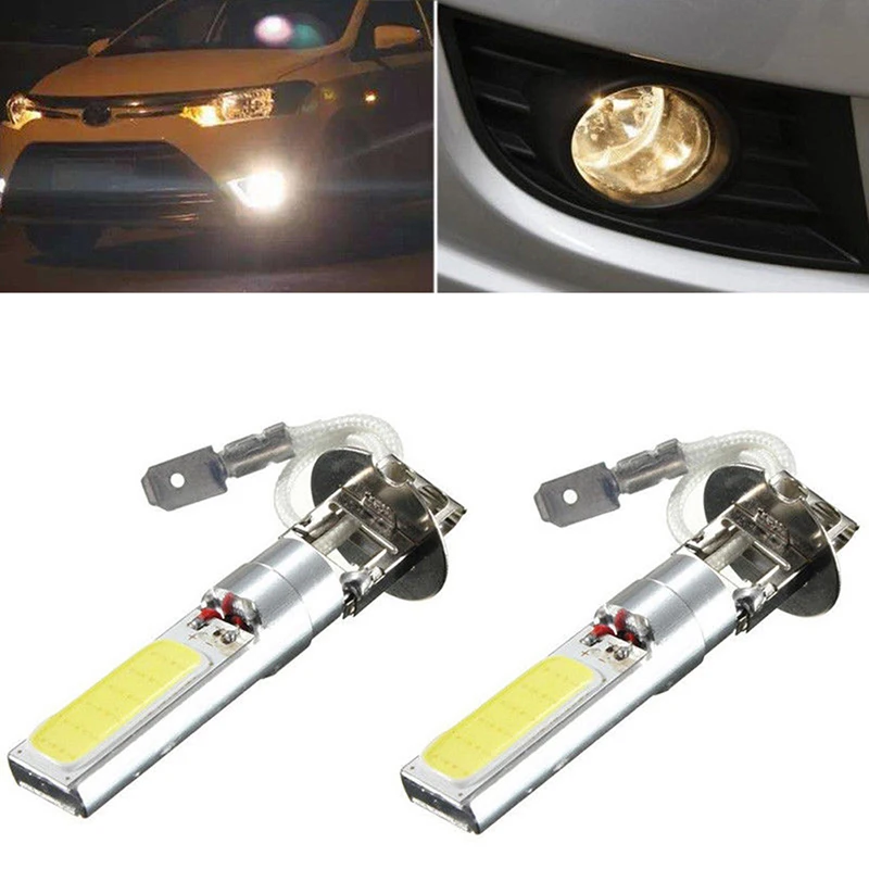 

2Pcs H3 COB LED Bright Xenon White 6000K Car Auto Fog Light Lamp Bulb 12V New