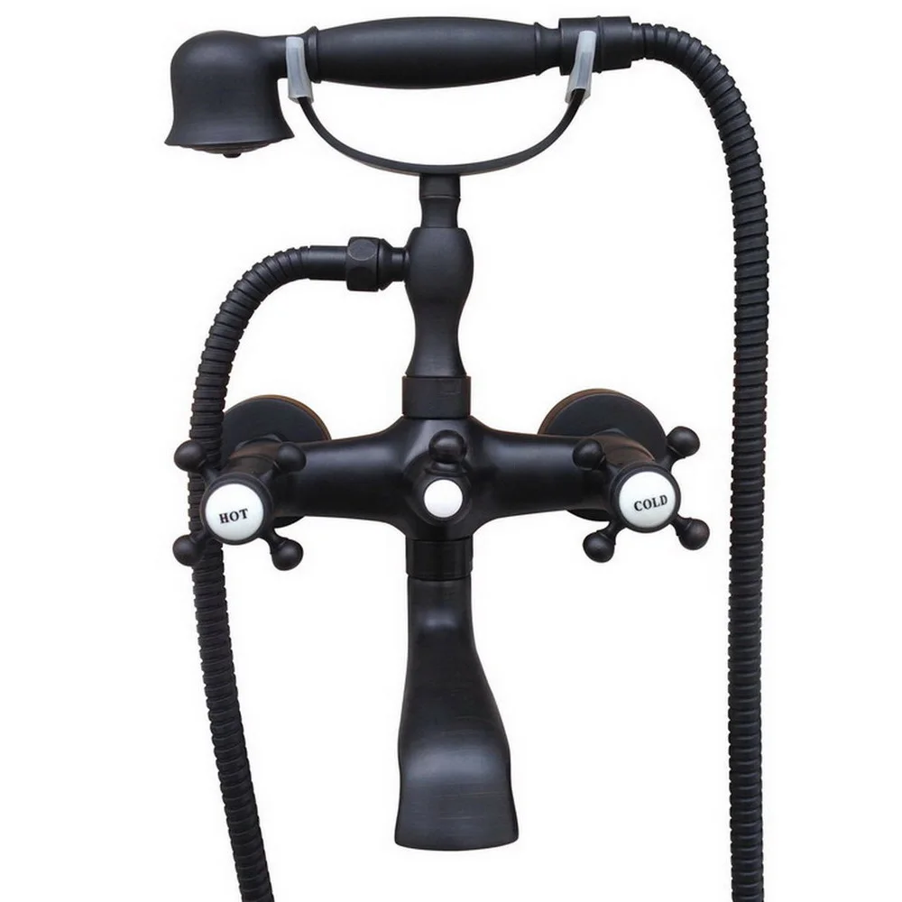 

Бронзовый кран для ванной комнаты с эффектом потертости, двойной держатель для телефона, настенный Ktf610