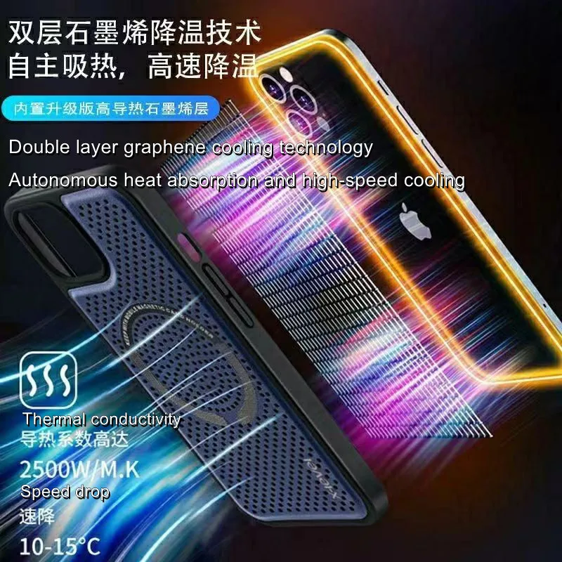 Magsafe Graphene Heat Dissipation Case For iPhone 13 Pro Max Case Shockproof Breathable Cooling Hard PC Cover For iPhone 13 Pro