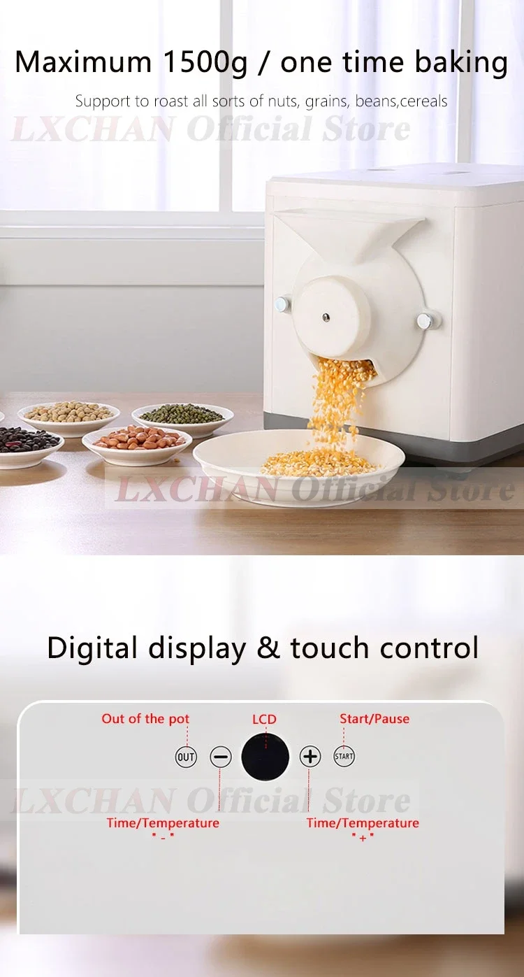 Coffee Bean Roaster Automatic Household Roasting Machine Grain Dryer Roaster Sesame Cocoa Multifunction Roasting Maker
