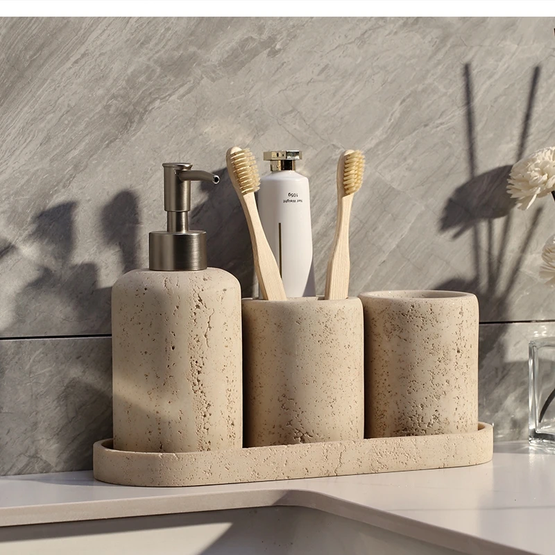 와비사비 윈드 케이브 욕실 세트 가글 칫솔 로션 병