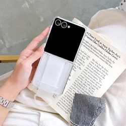 Luxury Thin Translucent Phone Case with Silicone Wristband and Matte Finish - Galaxy Z Flip5 (White)