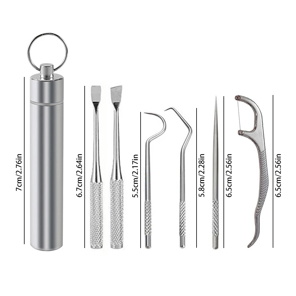 1 Set Metal Stainless Steel Portable Oral Cleaning Tools Artifact