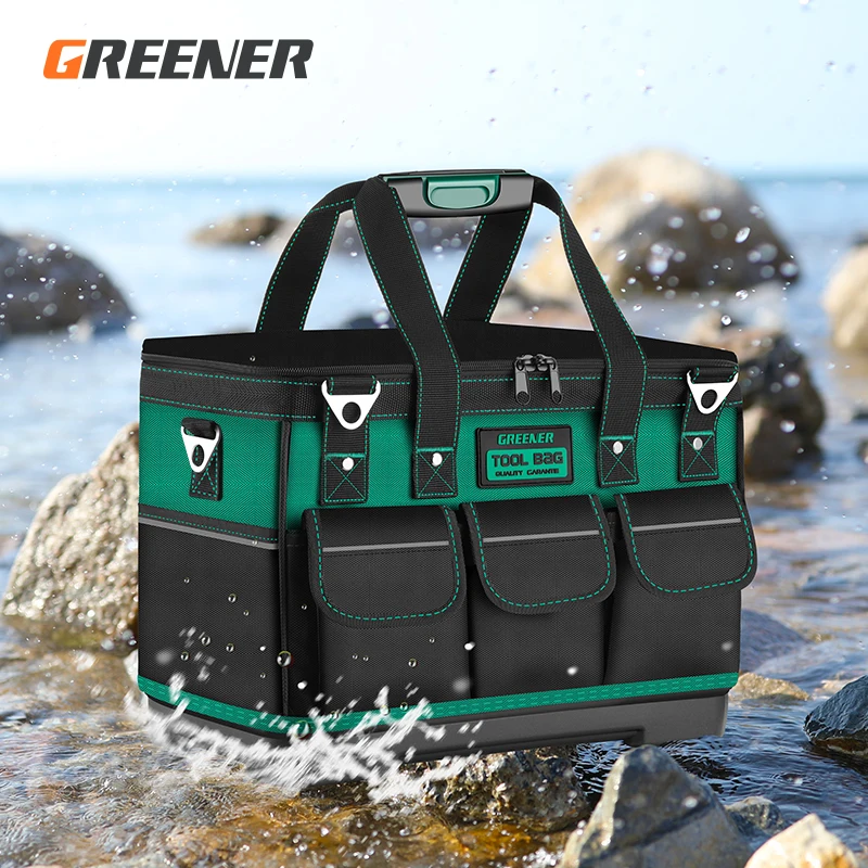 Greener Upgrade Tool Bag 12.5/15/17/19 in Electrician Bag Oxford Waterproof Wear-Resistant Portable Strong Tool Storage Toolkit