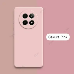 Luxury Square Liquid Silicone Case Cover - 360° Soft Camera Protective Phone Bag - Realme 12 ProPlus 5G (Sakura Pink)