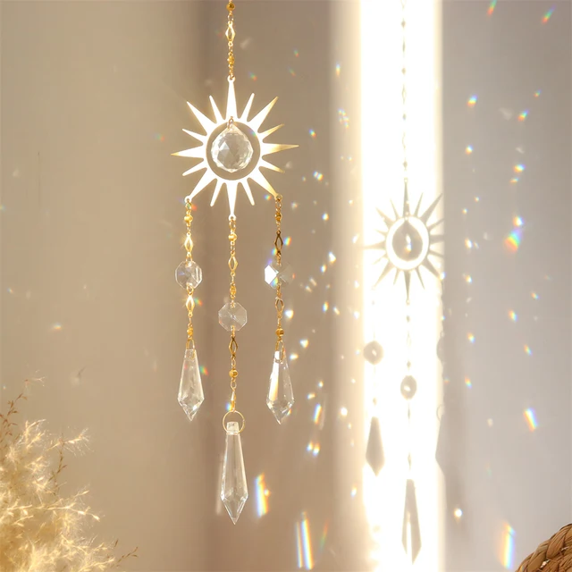Kristály Prizmák Ablak Dísz Szélschimes Hatszögű Akasztókert Dekoráció Függő Csillár Otthoni - Image 4
