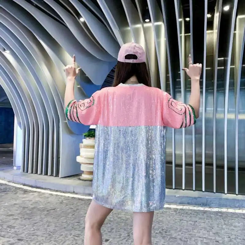1721 Summer Harajuku Baseball T Shirt Women Spliced Color
