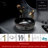 Retro Bathroom Sinks European Ceramic Home Bathroom Washbasins Countertop Basin Small Size 35cm Washing Sink Round Single Sink D 6