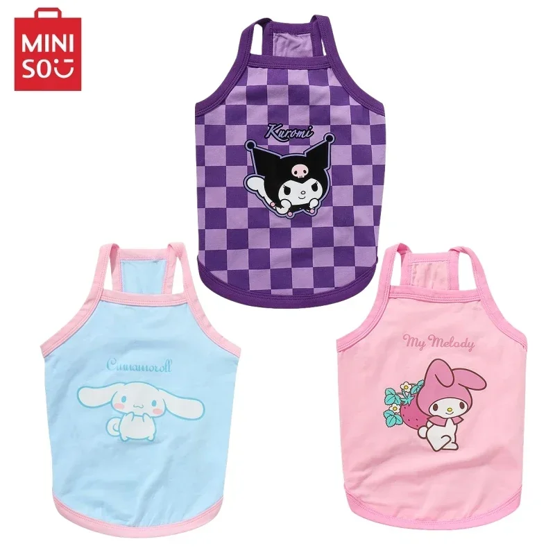 

Sanrios аниме Kawaii Cinnamoroll My Melody Kuromi летняя одежда для домашних животных Украшение мультфильм милый Принт кошки собаки жилет футболка