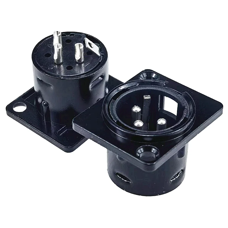 NL4-Buchse 4 Stück 3-Pin XLR Stecker Schwarz Metall Quadratisch MW Audio Mikrofon Audio-Buchse Anschluss für Mischpult – Detail 2