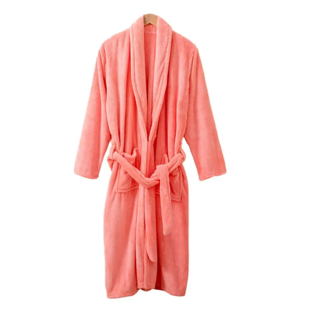 Lounge Robes Women Flannel Coral Velvet Bathrobe Belt Bath Robe Couple Thermal Fleece Autumn Winter Sleepwear Rope