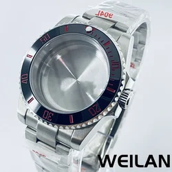 Silver Watch Case with Ceramic Bezel and Sapphire Crystal - ETA2824 PT5000 (Black Red B4)