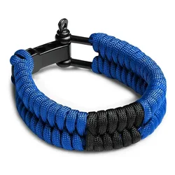Stylish Adjustable Paracord Survival Bracelet with Metal Buckle (Blue)