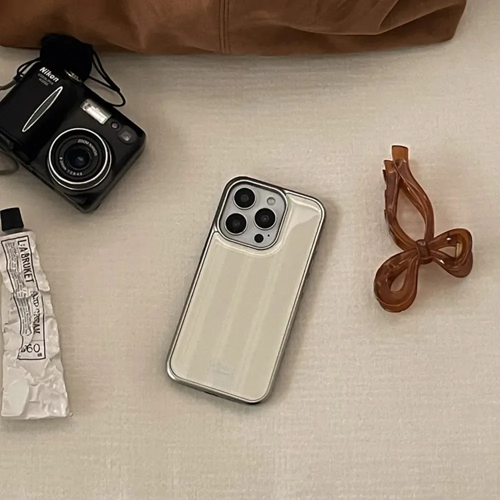 Luxury Electroplated Stripes Phone Case with Drip Glue Finish