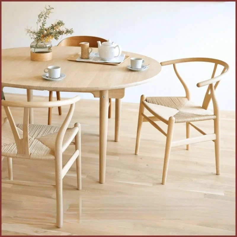 Chair Solid Wood Nordic Simple Modern Dining Chair Leisure Armback Domestic Wooden Chinese Rattan Book
