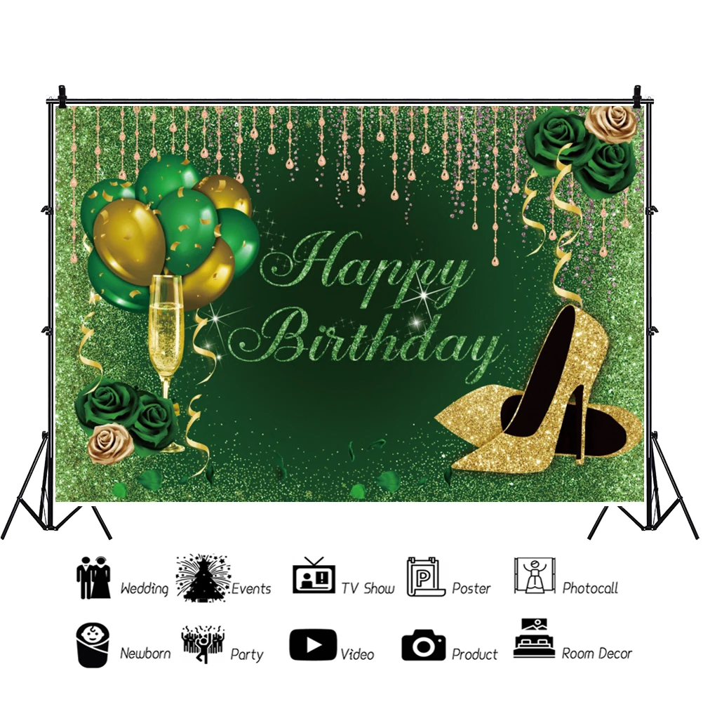 Laeacco 그것은 여자 샤워 배경 로즈 골드 Glitters 꽃 공주 생일 초상화 사용자 정의 사진 배경