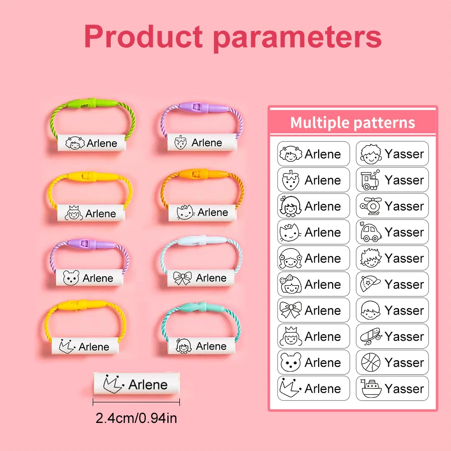 Name Ring Pendant Baby Shoes Schoolbag Cup Clothes Name Stickers Waterproof Hang Tag Rope Baby Circle For Kids name stickers,name sticker,name tag pendant