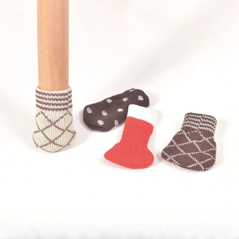 

4 Pcs/Lot Table and Chair Foot Cover Knitted Door Handle Protective Wool Pad Thickened Trolley Box Wheel Fit 6-17cm
