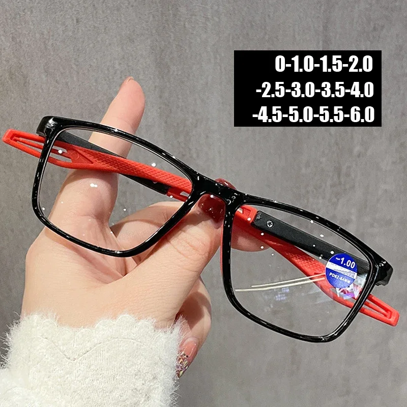 Vintage TR90 Sport Myopie Brille Anti Blaues Licht Frauen Männer Nahsicht Brillen Fertig Rezept Minus Brillen Dioptrien