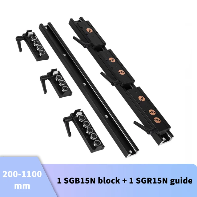 Blackening ในตัว dual-แกนคู่มือเชิงเส้นอลูมิเนียมแบริ่งลูกกลิ้งอุตสาหกรรม SGR15N ท่องเที่ยว + SGB15N 3/4/5 ล้อ Slider 1