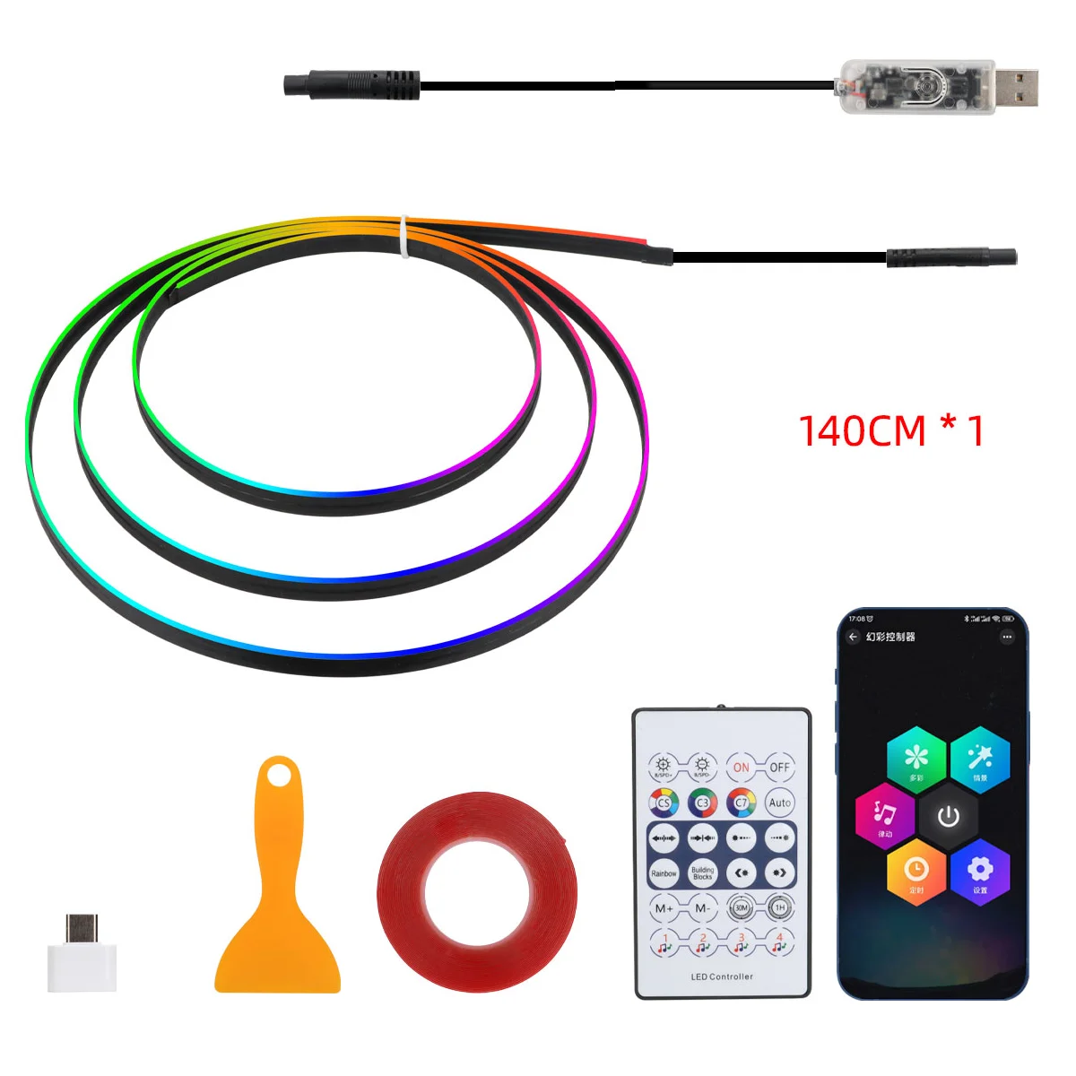 ตัวเลือกสินค้า ไฟ LED ตกแต่งรถยนต์ ควบคุมผ่านแอพพลิเคชั่นและรีโมท USB