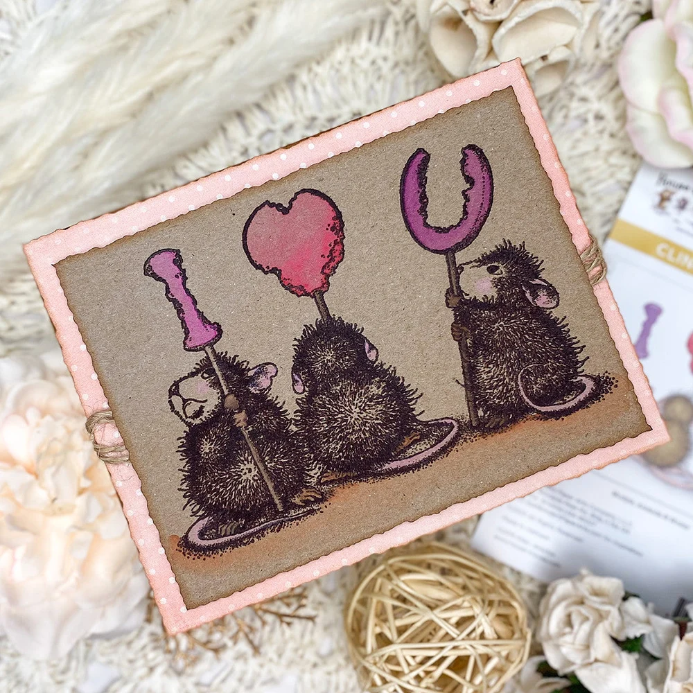 Clear Stamp Mouse Valentine's Day Candy Hearts Snuggle Up Sending Hugs DIY Card Making Scrapbooking Crafts Stencil clear stamps