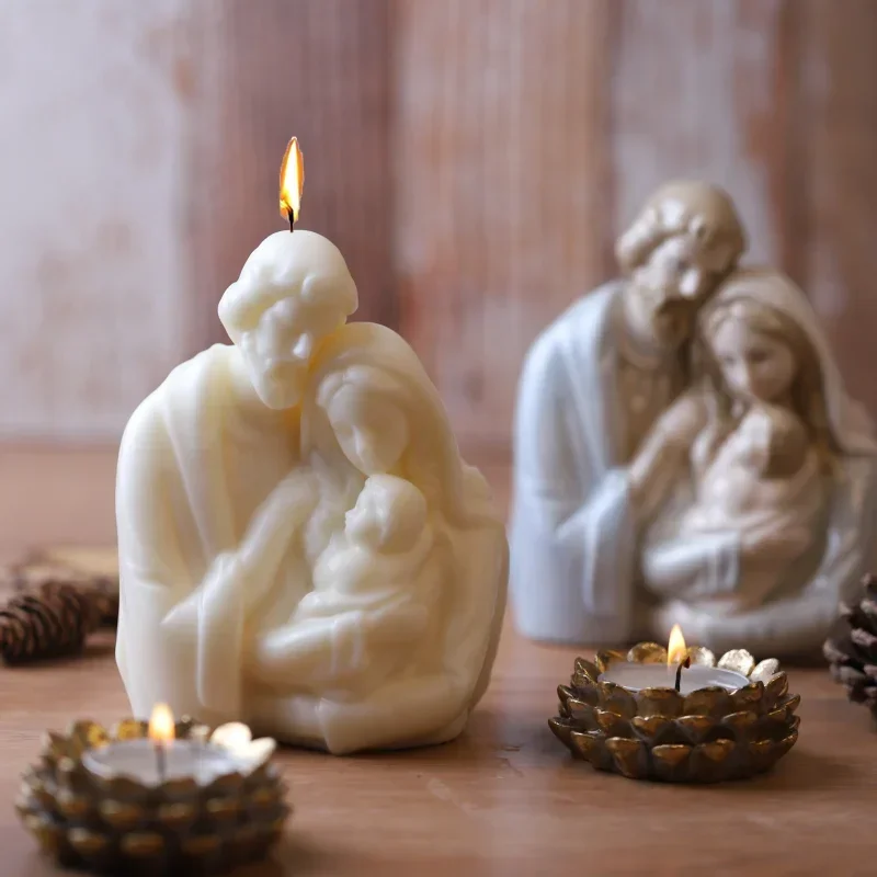 A Católica Jesus Família Silicone Vela Molde, 3D Virgem Maria Estátua,  Cimento Resina Gesso, Sabão Artesanal, Chocolate Baking Mould - AliExpress