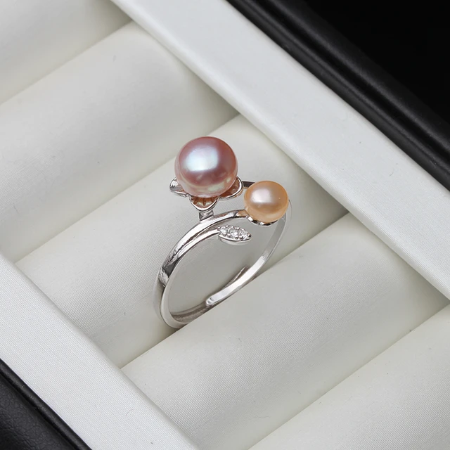 Pearl ring with rose, freshwater pearl ring, freshwater pearl ring, real  freshwater pearl ring, real pearl ring, natural pearl ring