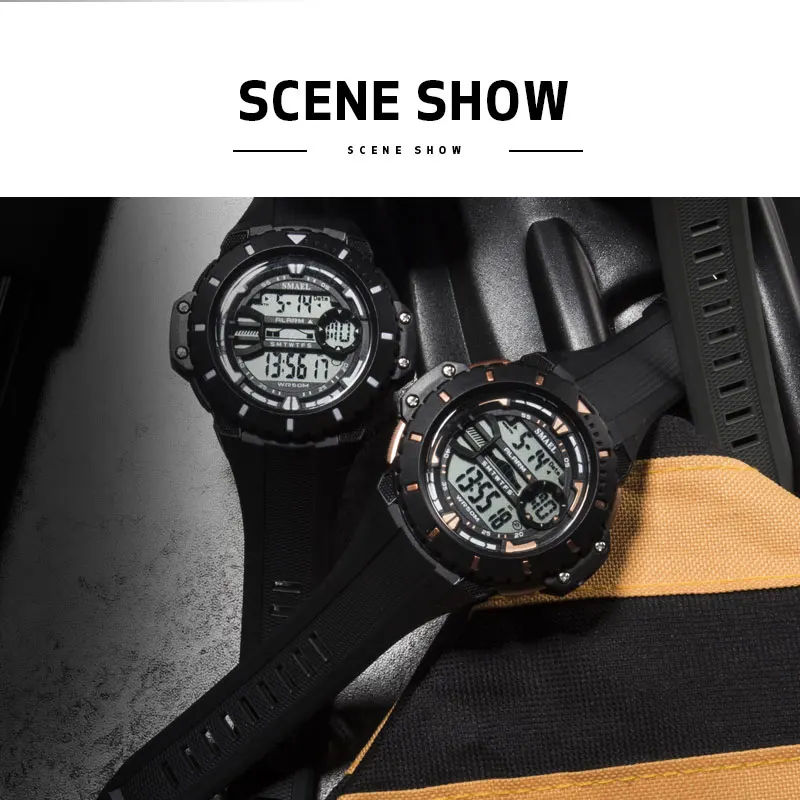 SMAEL Outdoor Leisure Digital Watch Fashion Men's Sports Watches LED  Display Army Military Wristwatches Male