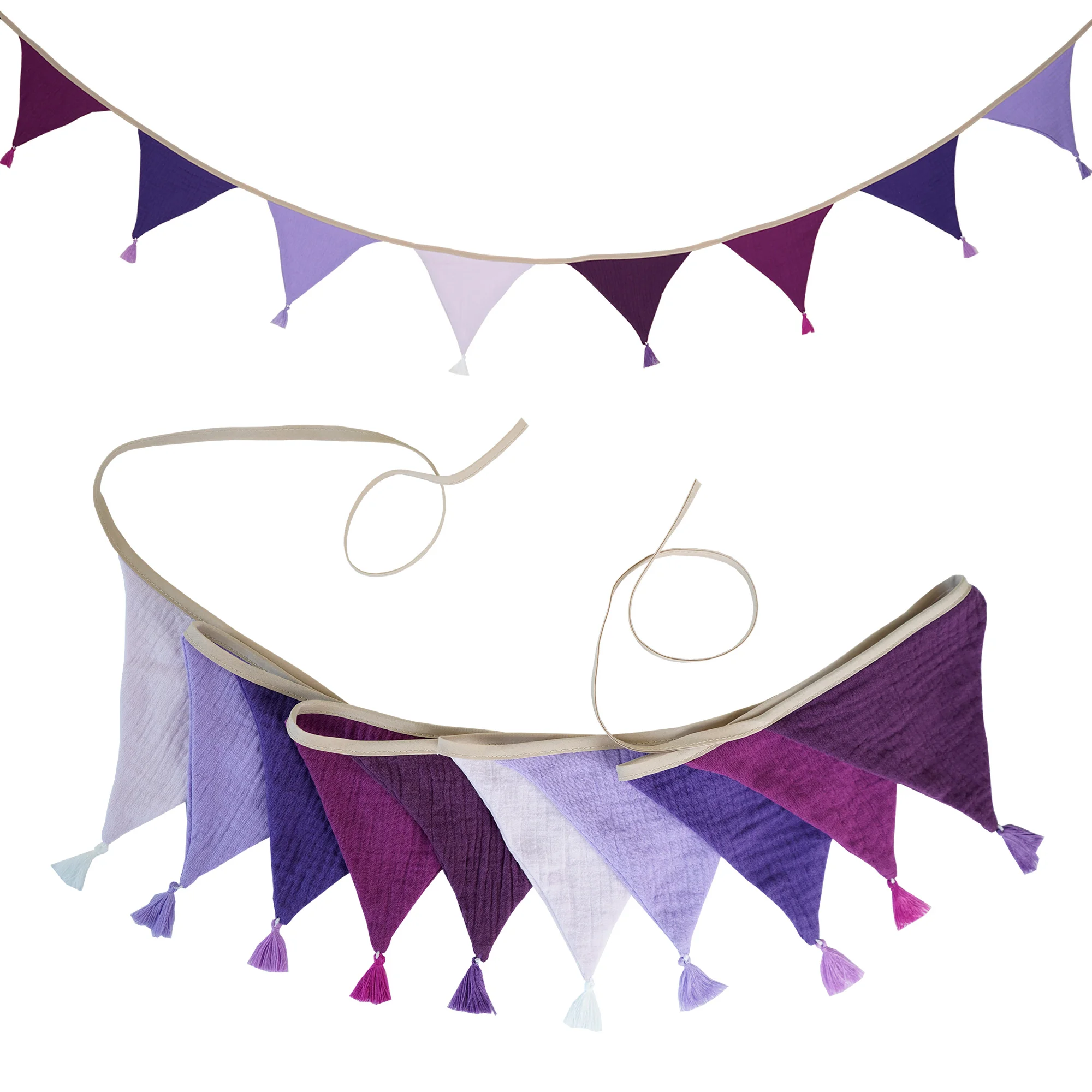 2,6 m/8,5 ft Kindergarten-Stoff-Wimpelkette, 10 dreieckige Wimpelflaggen mit Quasten, Party-Dekoration, Banner, Zuhause, Babyparty, Karneval, Girlande – Detail 22