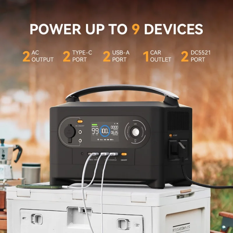Portable Power Station NE-700PRO 700W, 1800W Peak/720Wh, Solar Charging & Dual USB for Camping Campervan RV /Emergency (CE ） 3