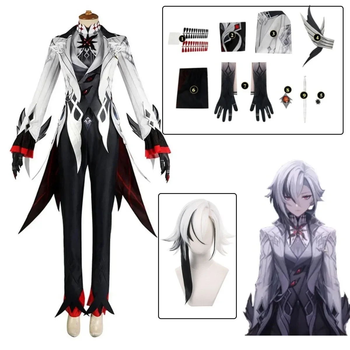 

Костюм для косплея Genshin Impact Arlecchino, пальто, рубашка, брюки для взрослых, женские и мужские наряды, костюм на Хэллоуин, карнавал, наряд для игры