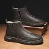 Winter Shoes Man Ankle Platform Brown Leather Zip Up Snow Boots for Men Booties New in Work Fur Brands Thick Plush Anti Slip