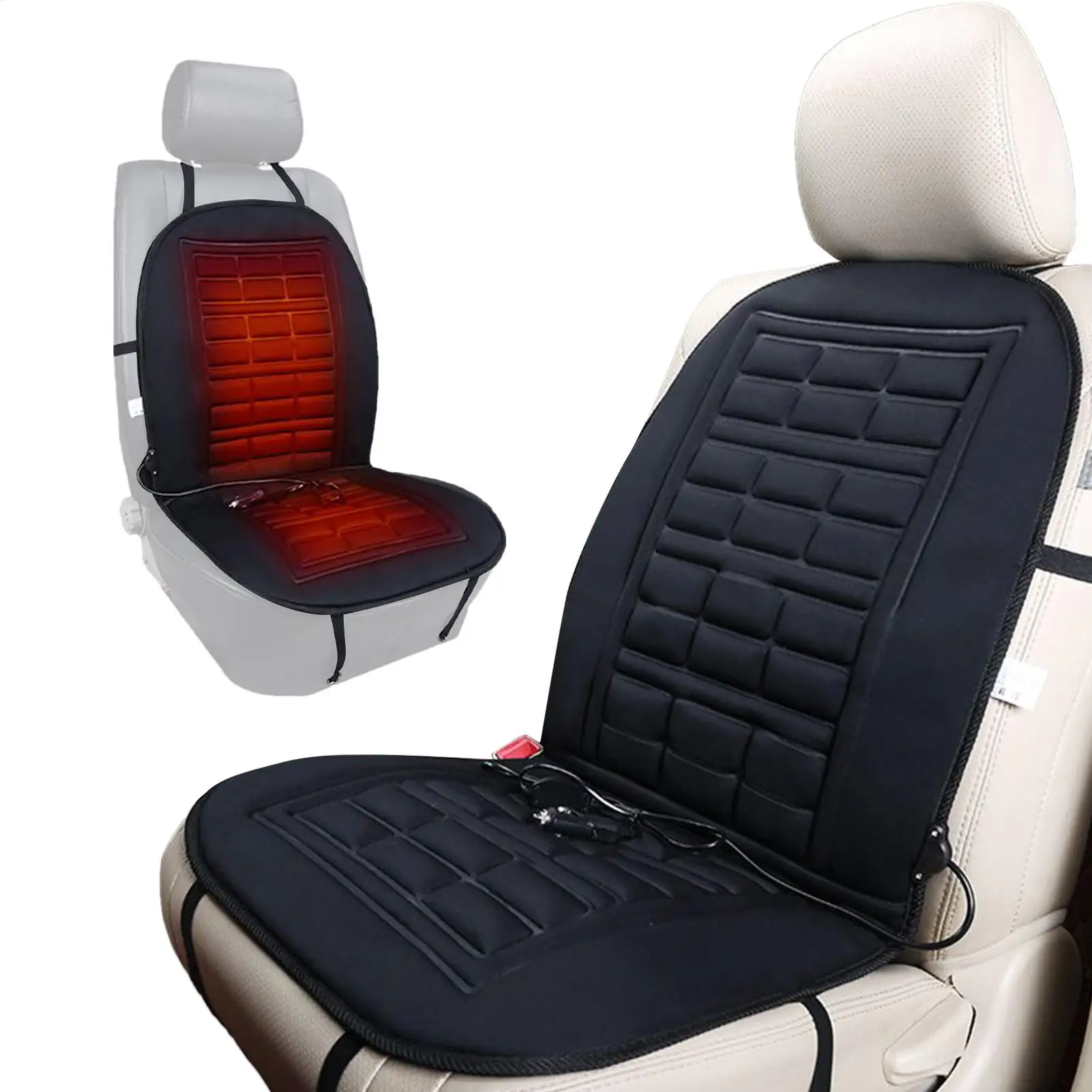 Winter Heated Car Seat Cover Warmer Automotive Accessories 12V Car Seat Warmer Pad with 2 Levels Car Seat Protector Cloak Cover