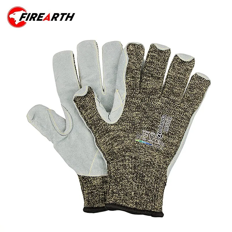 

1 Pair Work Gloves Level 5 Cut Resistant Aramid Glove With Cow Split Palm Gloves Security Protection Safety Supplies Gloves