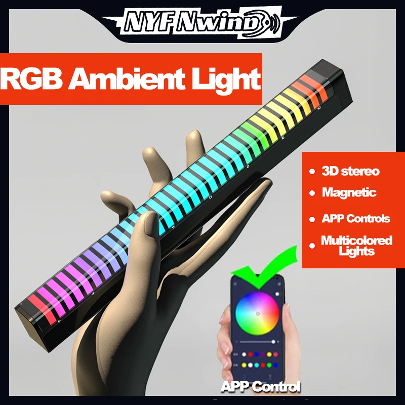 Car Atmosphere Light Bar 18 Modes Adjustable RGB LED