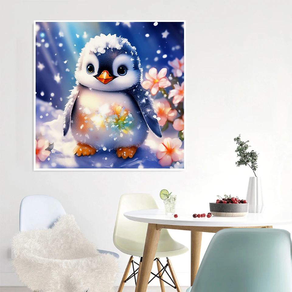AZQSD 5D DIY Diamond Painting AB Drill Penguin Animal Cross Stitch Rhinestones Winter Snow Embroidery Full Square Home Decor diamond painting diamond art painting kit diamond painting set