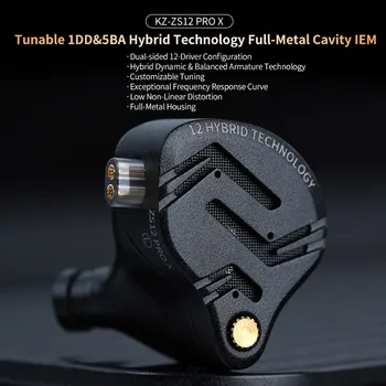 KZ ZS12 PRO X Metal Earphones 1DD+5BA Hybrid HIFI Bass In Ear Monitor Headphones Music Sport Noise Cancelling Headset New Arrive 2