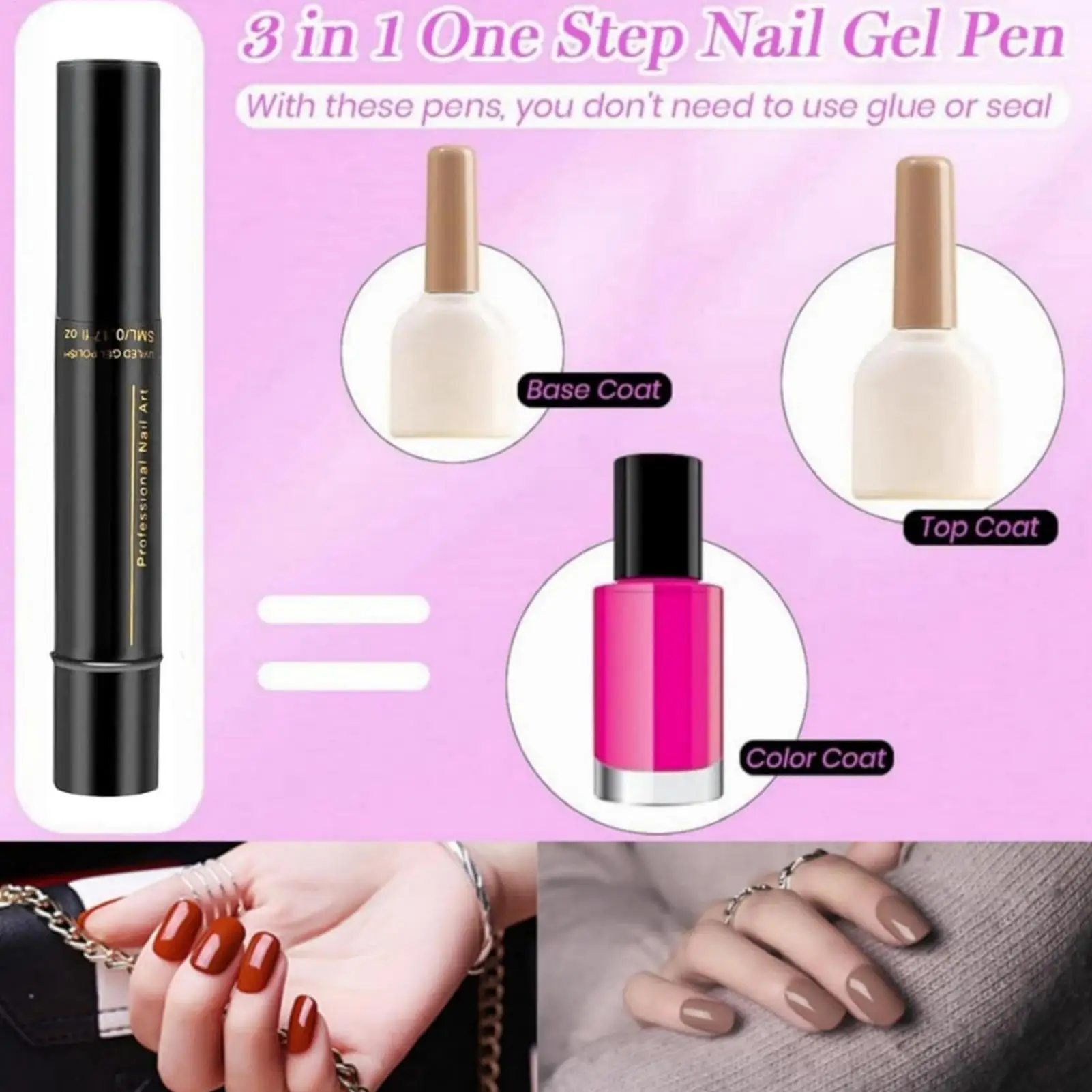 6PCS 멀티 컬러 3in1 젤 네일 펜 5ml 빠른 건조 비 UV DIY 네일 아트 디자인 내구성있는 색상 매니큐어 페인팅 브러쉬 도구 세트