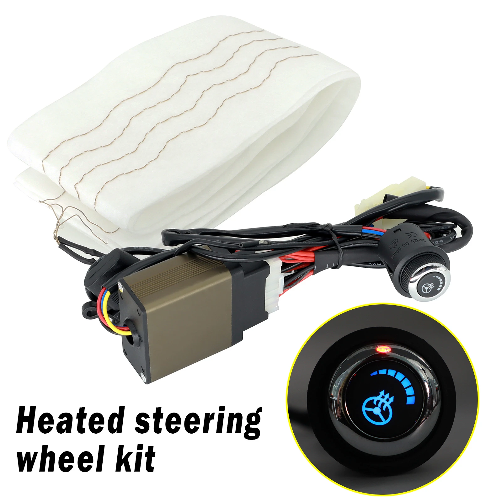 Winter Car Heated Steering Wheel Cover DIY Kit Auto Heater Pad