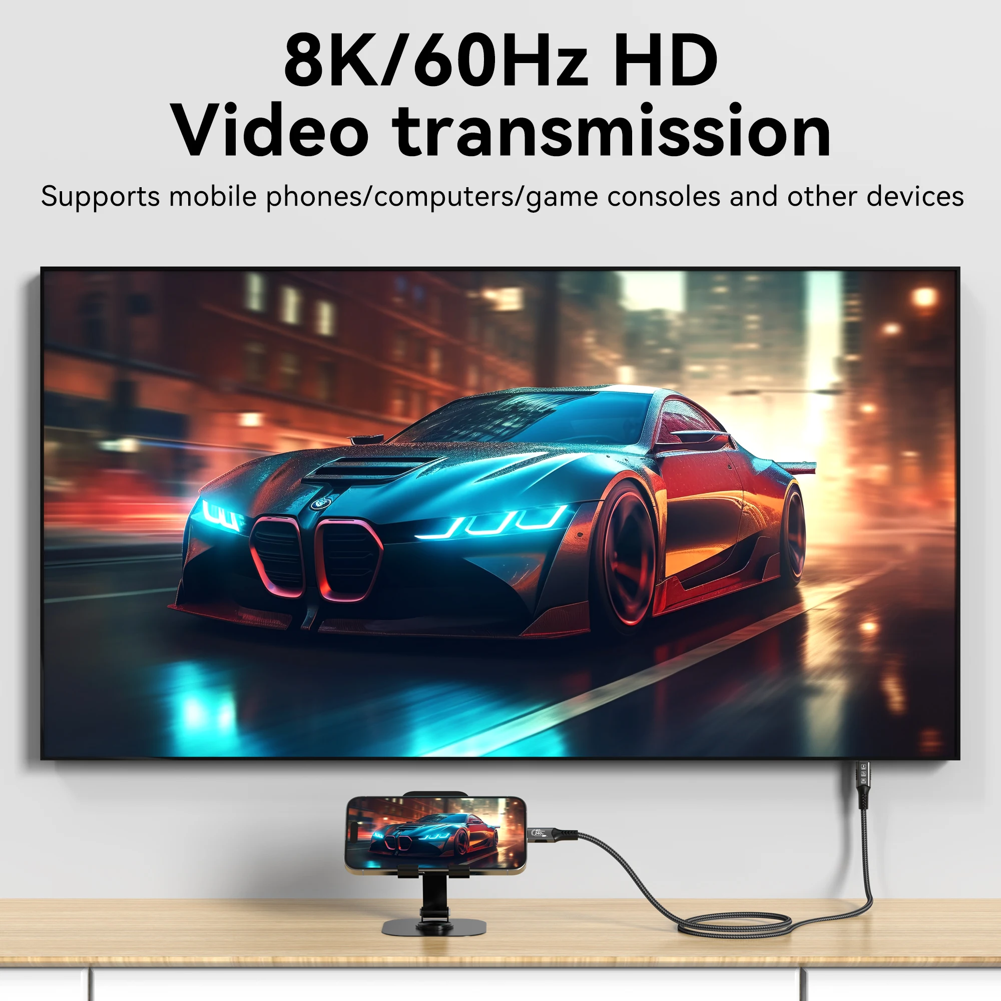 썬더볼트 4 케이블용 USB4, 40Gbps 동기화, 240W 고속 충전, 8K@60Hz 디스플레이, 휴대폰, 태블릿, 노트북용 USB4 케이블