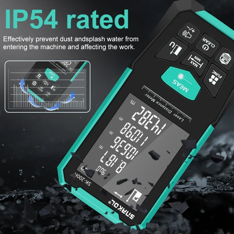 Snakol Laser Distance Meter 150M/200M Professional Laser Tape Measure Rangefinder Measuring Tool Range Finder USB Rechargeable