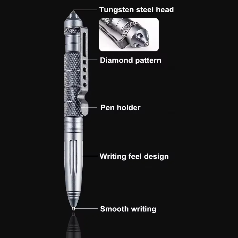 Tungsten steel head tactical defense pen EDC multifunctional self-defense pen outdoor window breaking cone supplies 2