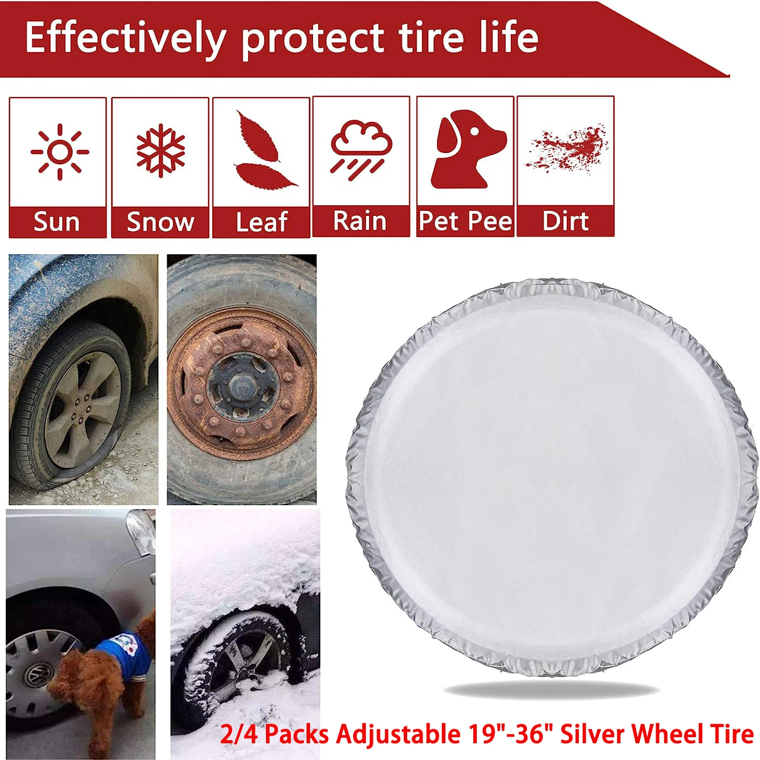 

Tire Coversfor RV Wheel (2-4 Pack 19"-36" Silver), 4 Layer Oxford Waterproof UV Sun Protectors for Motorhome Boat Trailer Camper